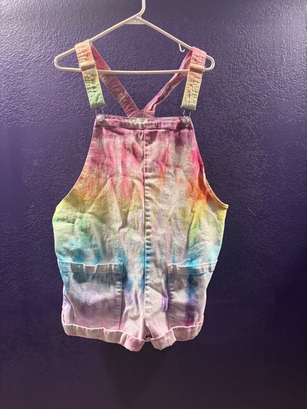 Tie-Dye Pastel Short Overalls Romper